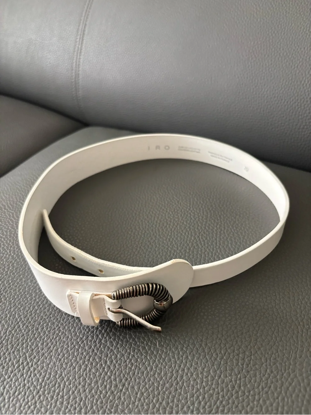 IRO White Leather Women’s Belt with Decorative Silver Buckle